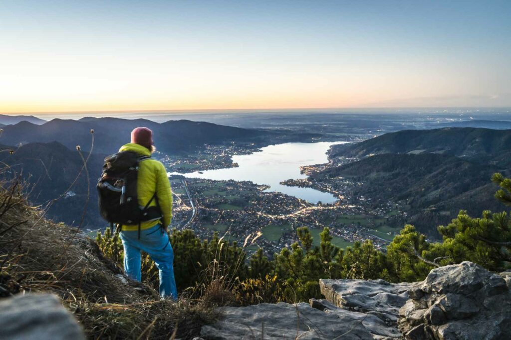 Sunset on Mount Wallberg, down in the valley is Lake Tegernsee * Sunset on Mount Wallberg's summit, down in the valley is Lake Tegernsee